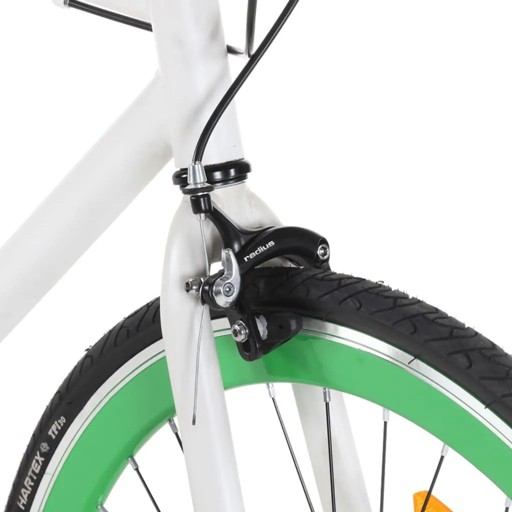 Bicicleta de mudanças fixas 700c 59 cm branco e verde