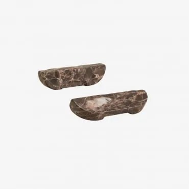 Pack De 2 Puxadores Em Pedra Natural Tinesla ↔︎ 16 Cm & Mármore Castanho Emperador - Sklum