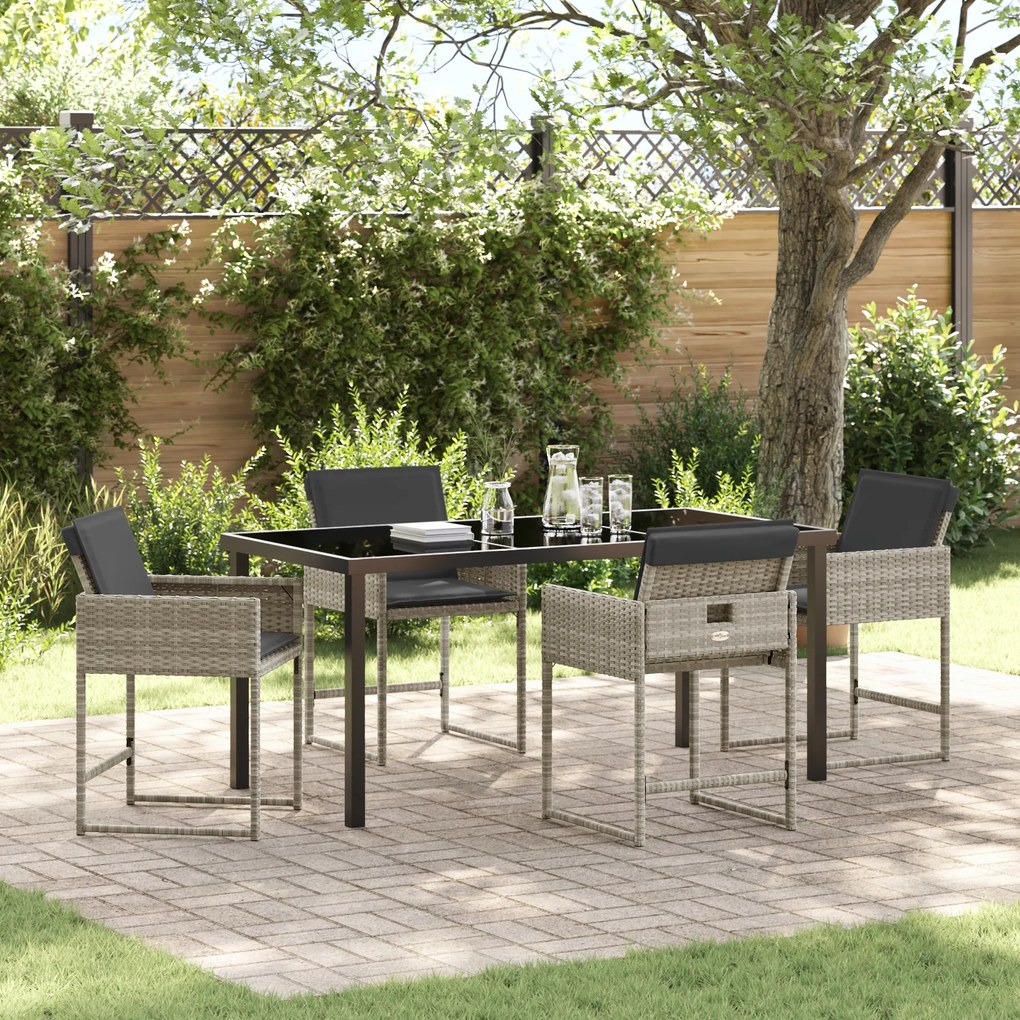 vidaXL Conjunto de Jantar para Jardim com Almofadas Cinza Claro em Rattan PE