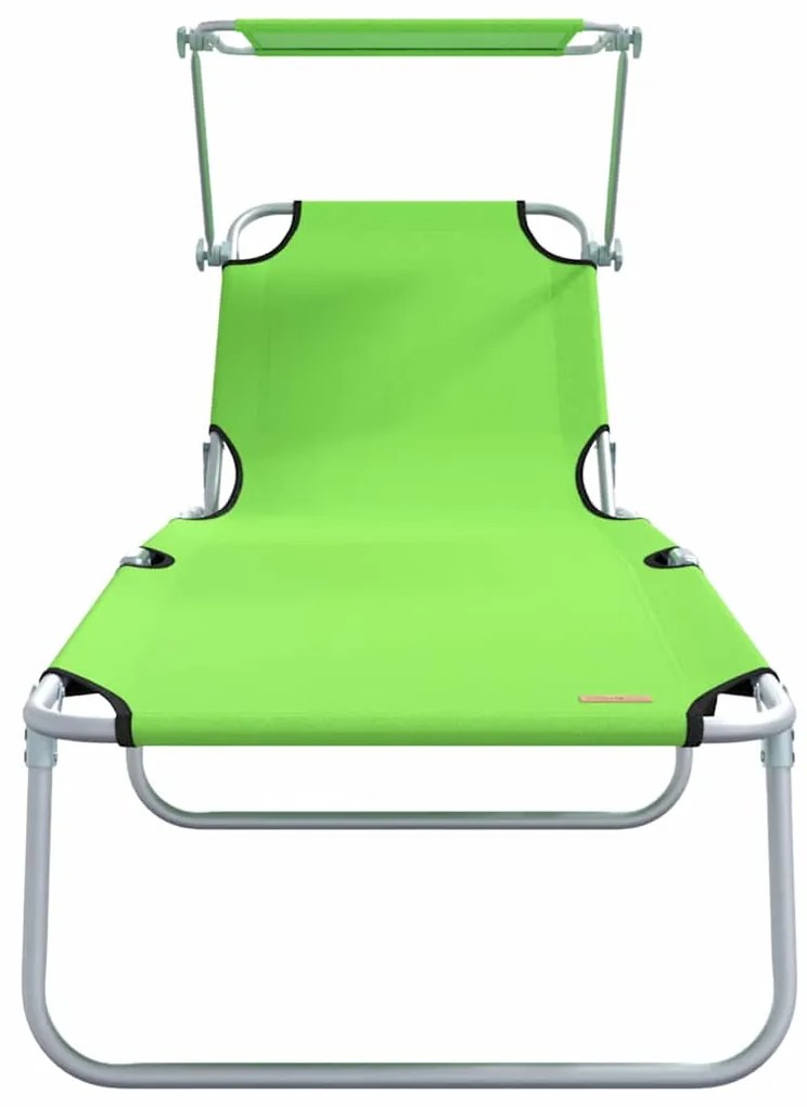 Espreguiçadeiras Dobráveis 2 pcs com Teto Verde Tecido Oxford 600D