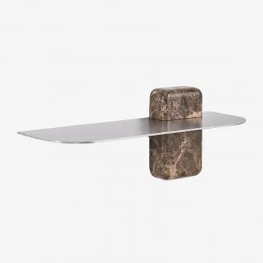 Pack De 2 Prateleiras De Parede Para Casa De Banho Em Aço Inoxidável Serbian ↔︎ 45 Cm & Mármore Marrom Emperador - Sklum
