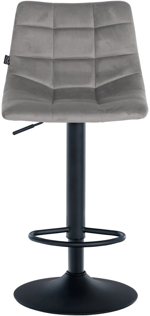 Banco de bar Jerry em veludo com estrutura preta 87-108,5 x 43 x 46,5 cm Cinzento