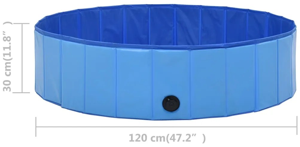 Piscina para cães dobrável 120x30 cm PVC azul