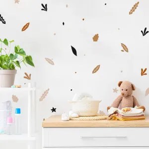 Autocolantes para o quarto com um motivo vegetal em tons terra