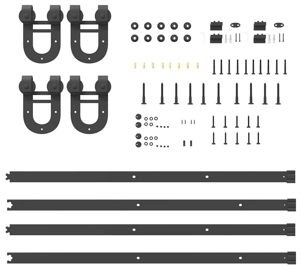 Kit de ferragens para porta deslizante 200 cm aço preto