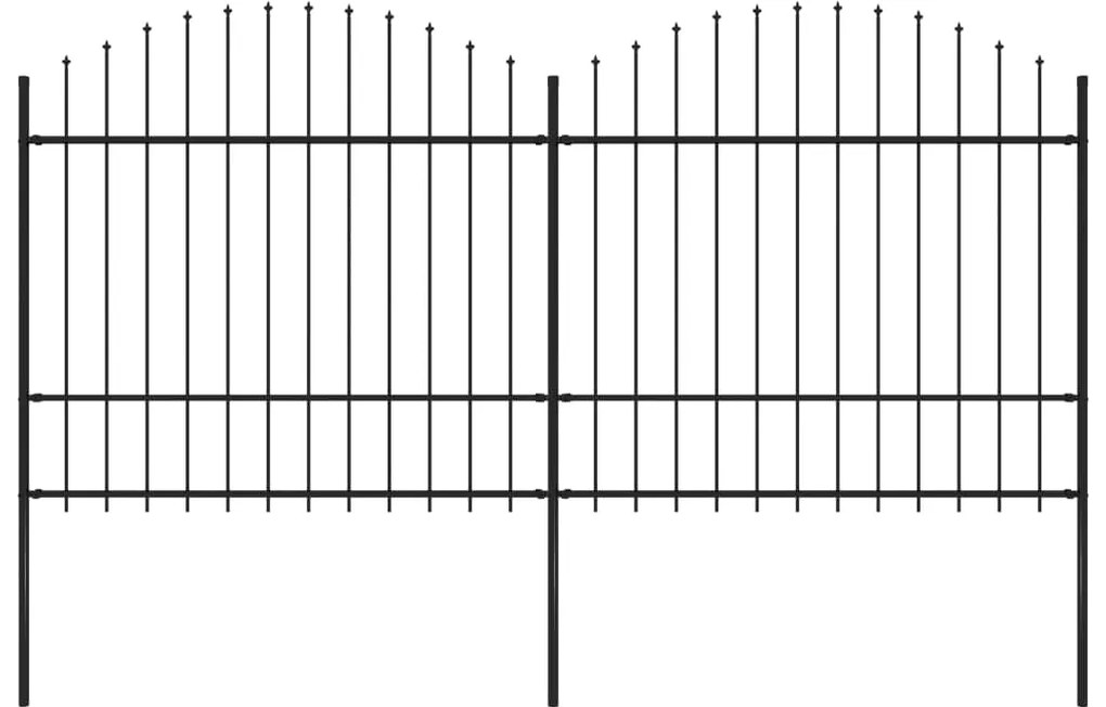 Cerca de jardim com topo em lanças (1,5-1,75)x3,4 m aço preto