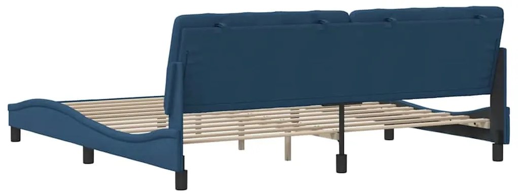 Estrutura de cama sem colchão 200x200 cm tecido azul