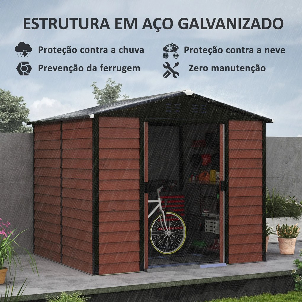 Outsunny Abrigo de Jardim Exterior 4,4 m² 240x206x198 cm Abrigo de Jar