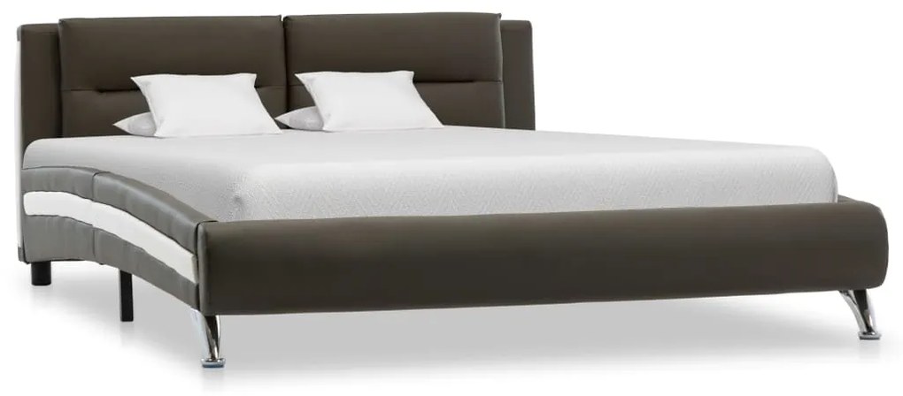 286849 vidaXL Estrutura de cama 120x200 cm couro artificial cinzento