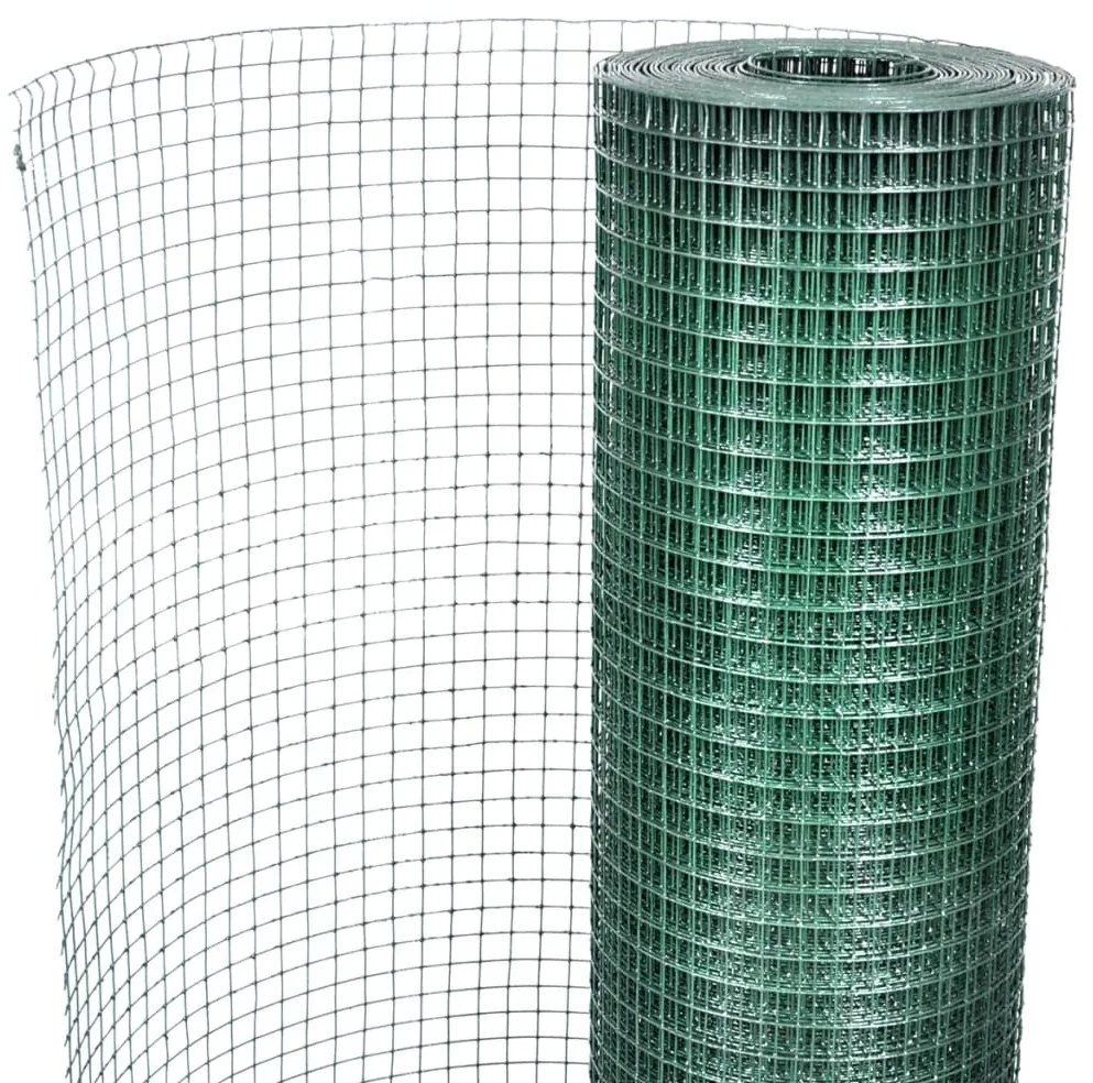 Cerca arame p/ galinheiro c/ revestimento PVC 25x1 m aço verde