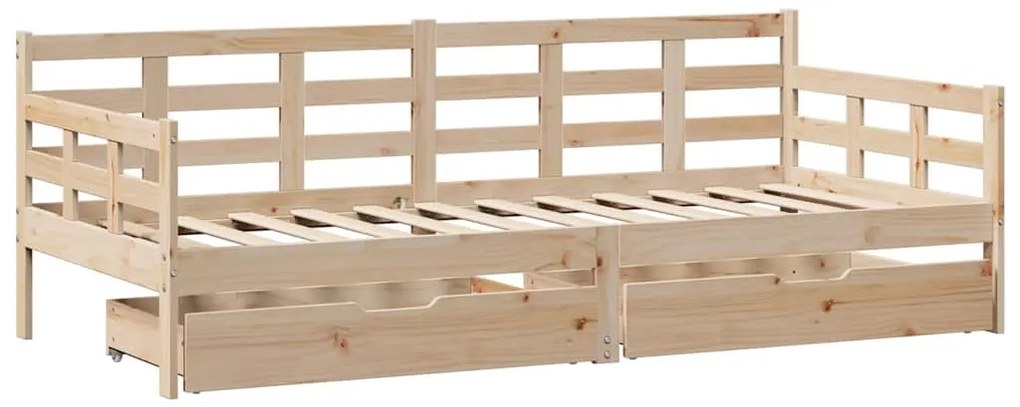 Sofá-cama com gavetas 90x190 cm madeira de pinho maciça