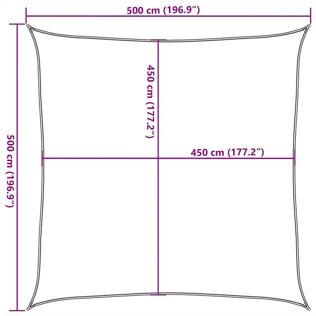 Para-sol estilo vela 160 g/m² 5x5 m PEAD cinzento-acastanhado