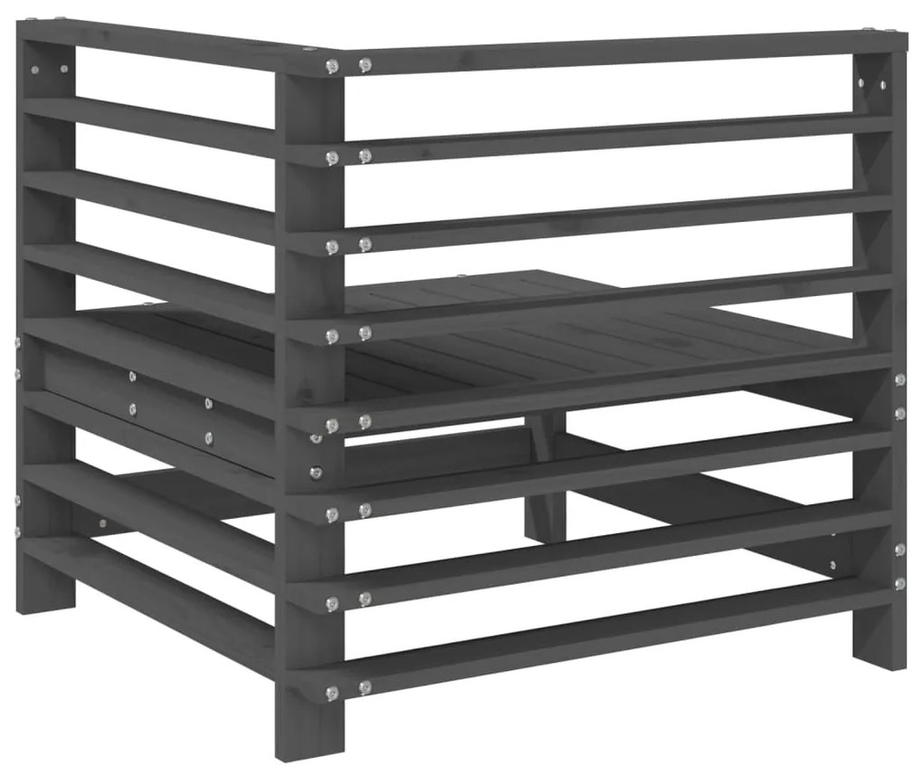 Sofás de canto para jardim 2 pcs madeira de pinho maciça cinza