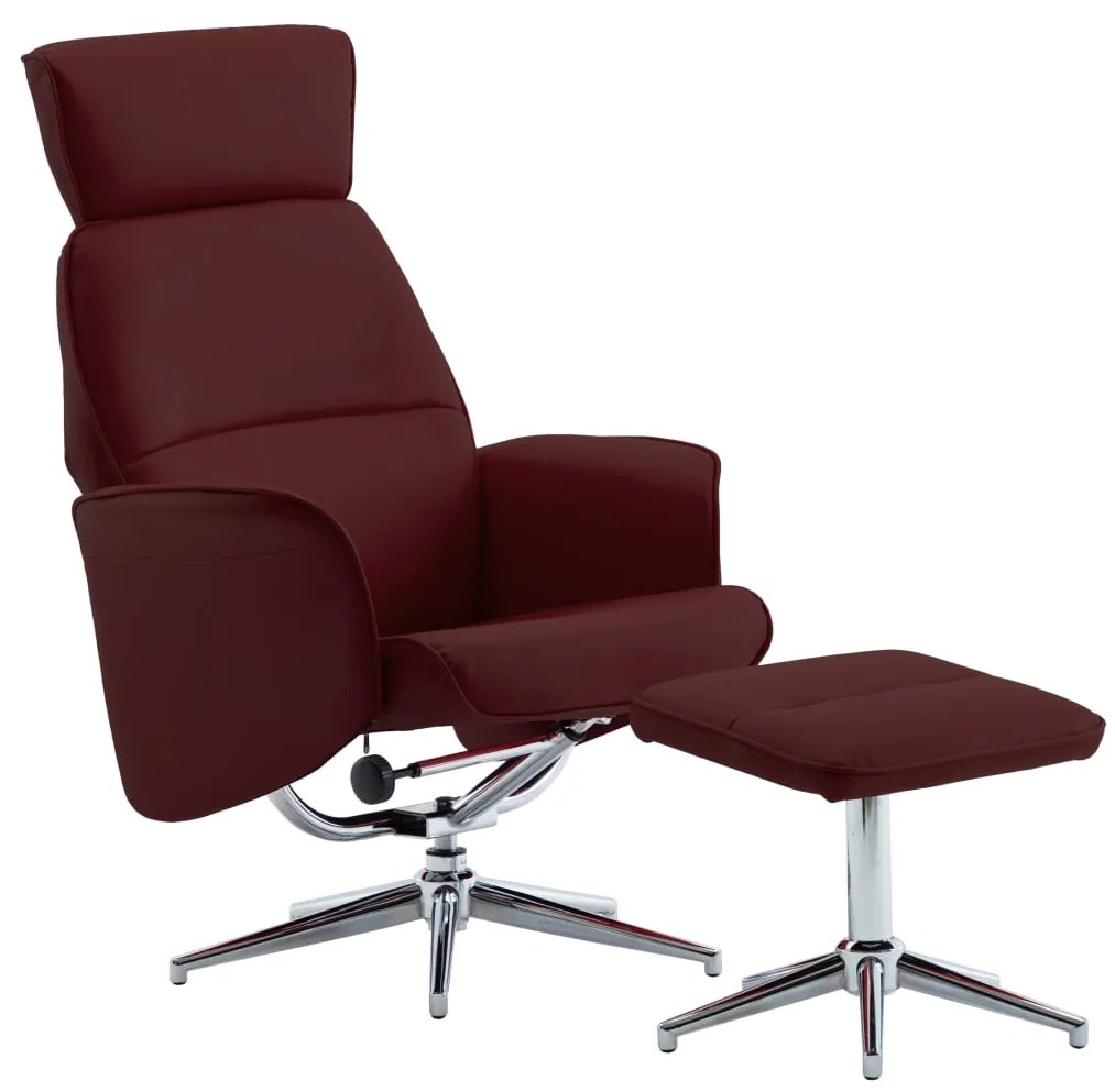 289876 vidaXL Cadeira reclinável c/ apoio pés couro artificial vermelho tinto