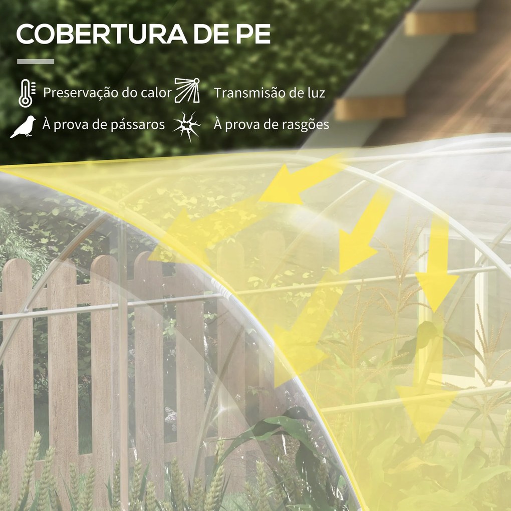 Estufa de Túnel 4x3x2 m Estufa de Jardim com 2 Portas Estufa para Hort
