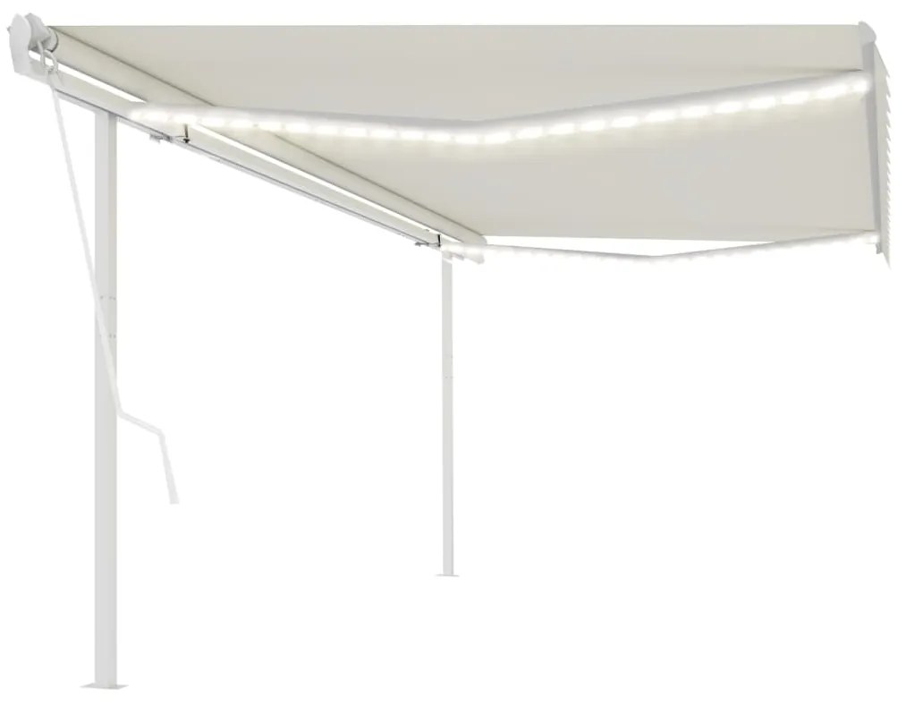 vidaXL Toldo automático c/ LED e sensor de vento 5x3,5 m cor creme