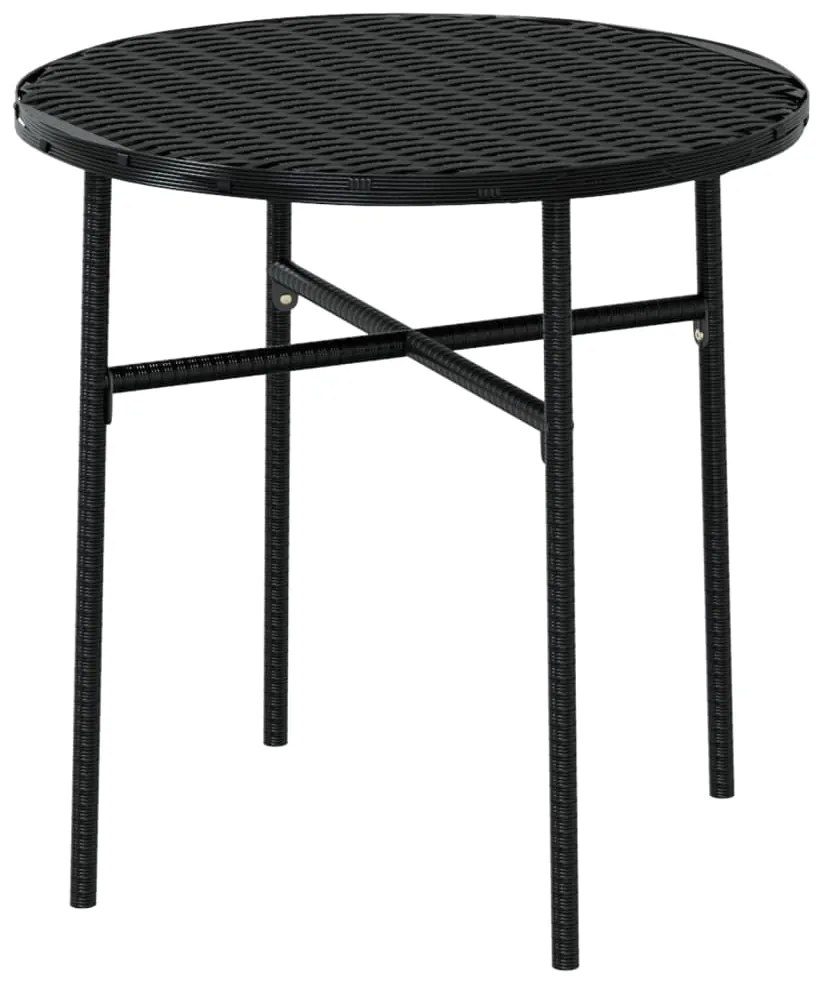 3 pcs conjunto de jantar para jardim vime PE preto