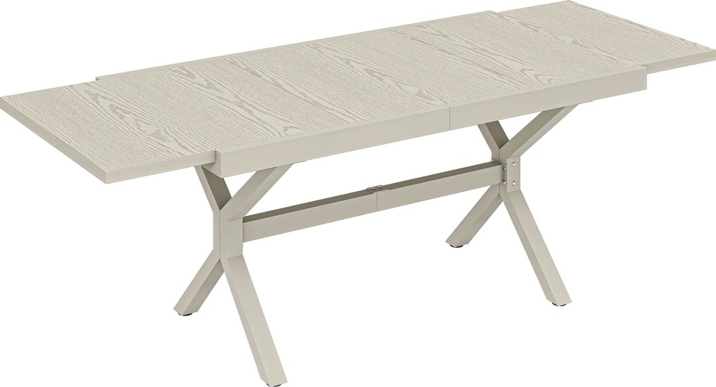 Outsunny Mesa de Jardim Extensível com Superfície em Alumínio 154/214x85 cm com Efeito Madeira para 8-10 Pessoas Cinza Claro | Aosom Portugal