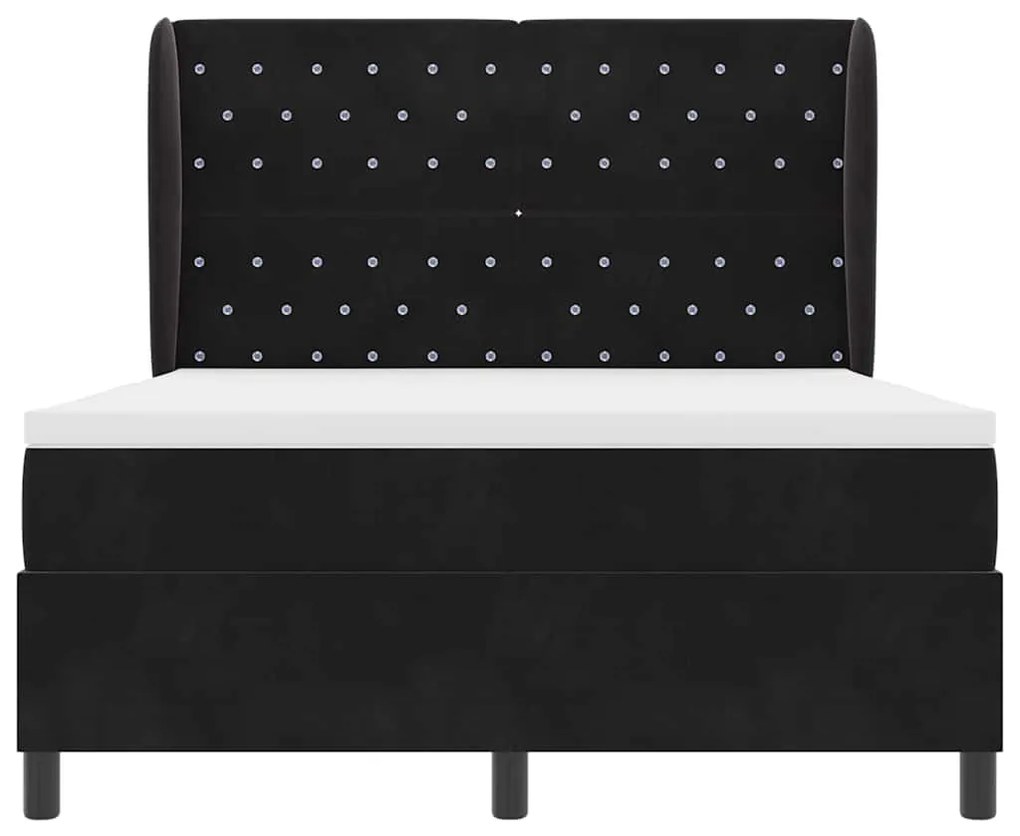 Cama Box com Colchão Preto 140x200 cm Veludo