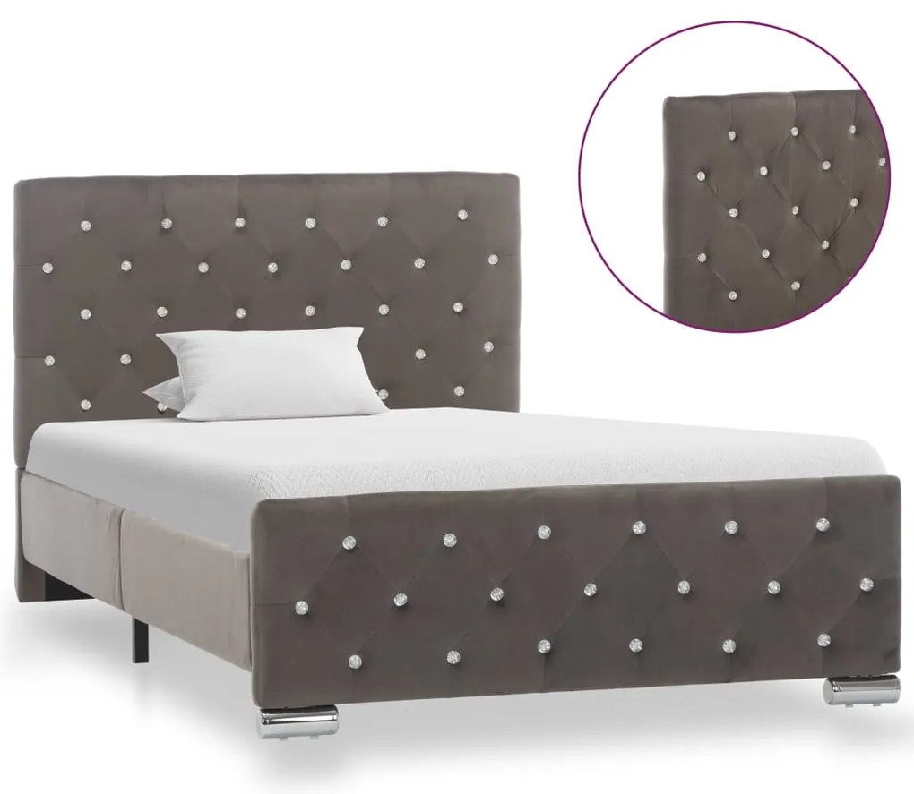 Estrutura de cama 100x200 cm veludo cinzento
