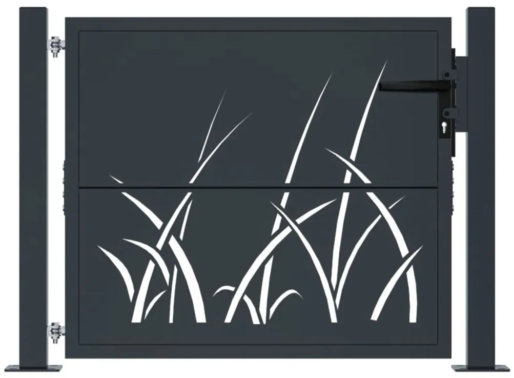 Portão de jardim 105x80 cm aço design erva antracite