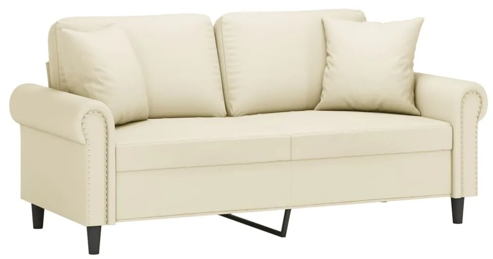 Sofá 2 lugares + almofadas decorativas 140cm couro artif. creme