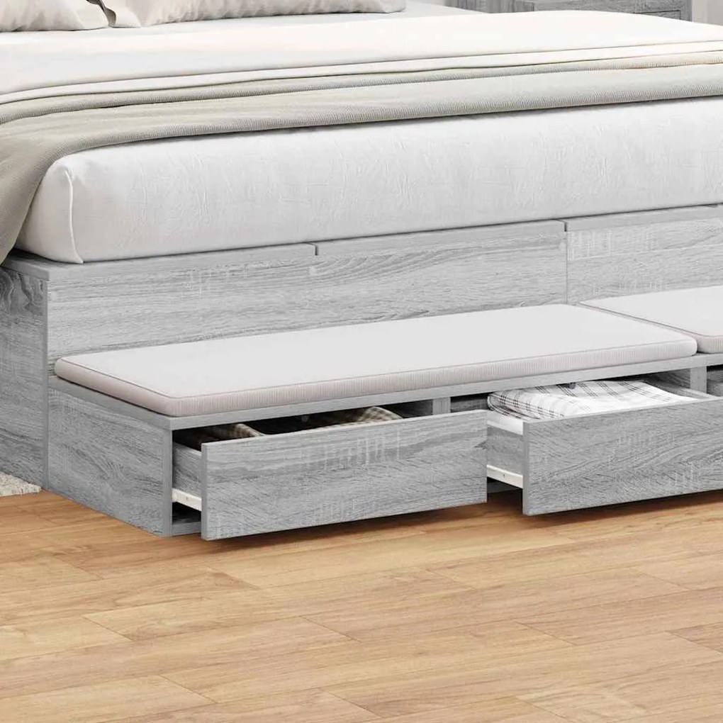 Gavetas de Cama vidaXL Cinza Sonoma 200x36,5x16,5 cm Madeira Engineere