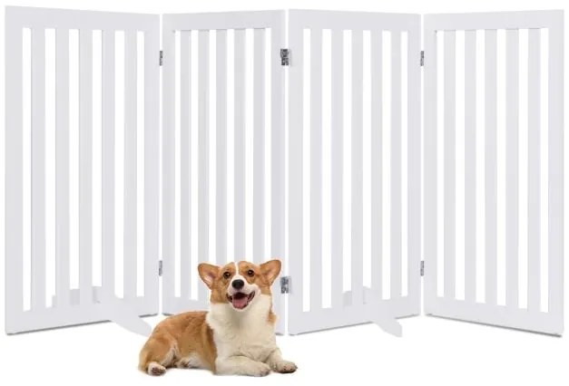 Portão de segurança Barrier Dogs 89 cm de altura com 4 painéis, madeira dobrável (extensão branca)