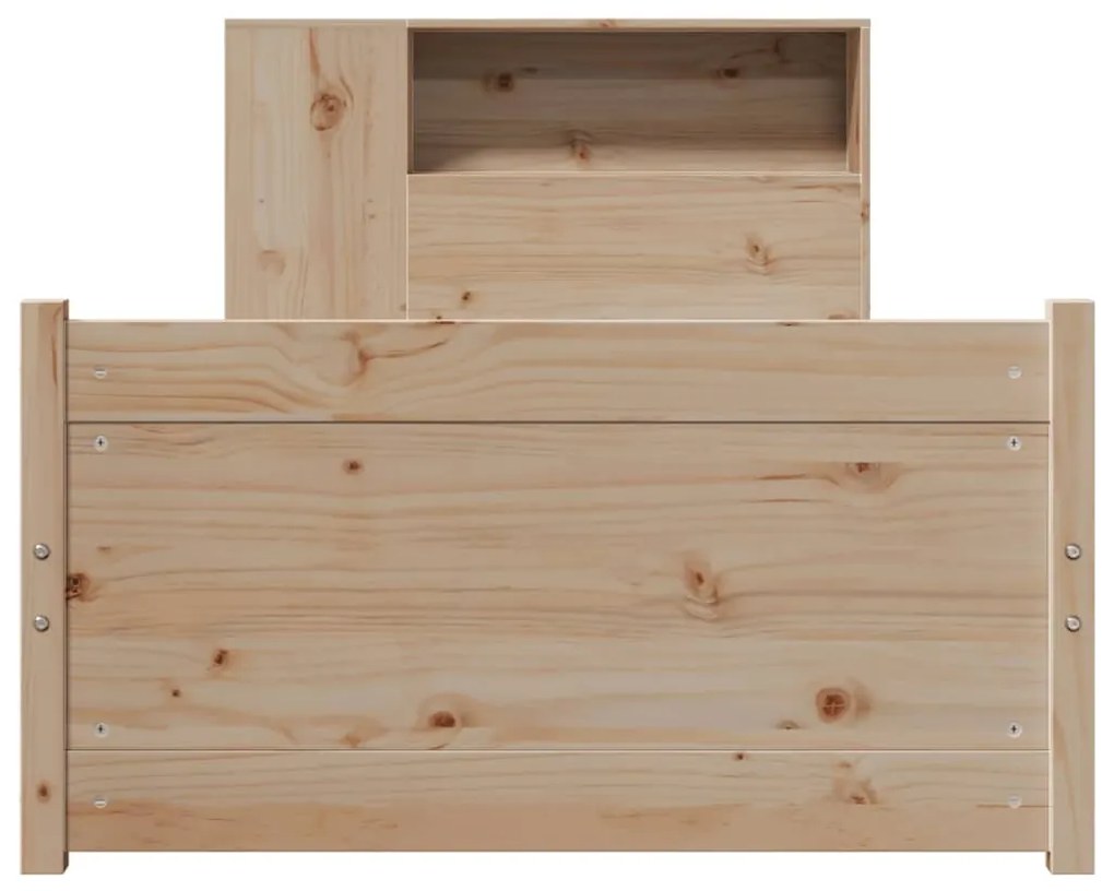 Cama com estante sem colchão 75x190 cm pinho maciço