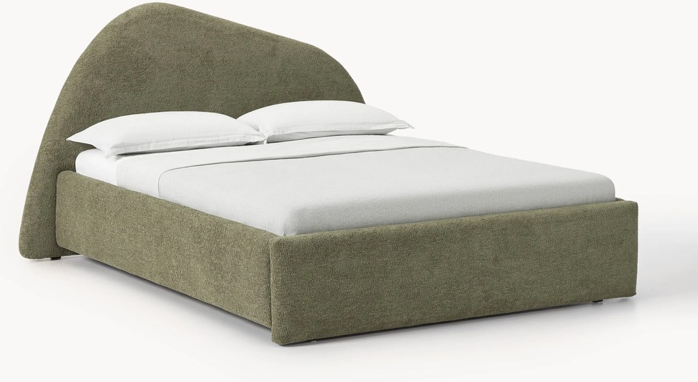 Cama estofada em bouclé Gary