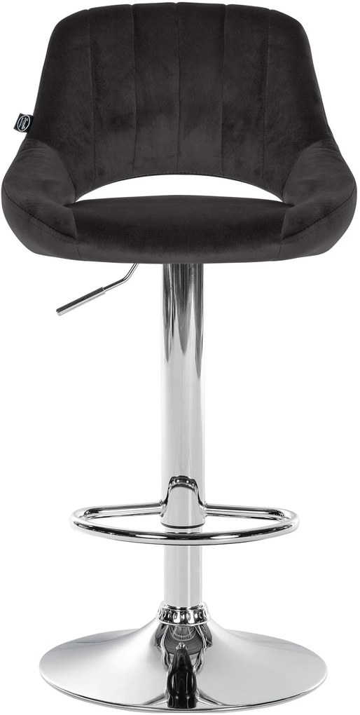 Banco alto Milet em veludo com estrutura cromada 85-106 x 47 x 48 cm Preto