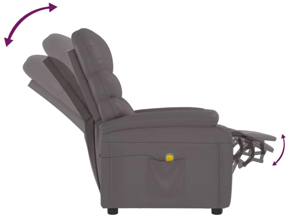 Cadeira de massagens couro artificial cinzento
