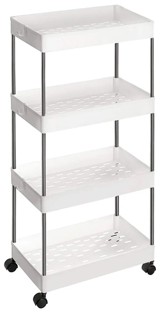 Carrinho de armazenamento SONGMICS de 4 níveis, carrinho com rodas, carrinho de cozinha compacto para escritório e banheiro, 40 x 22 x 86 cm, branco KSC10WT