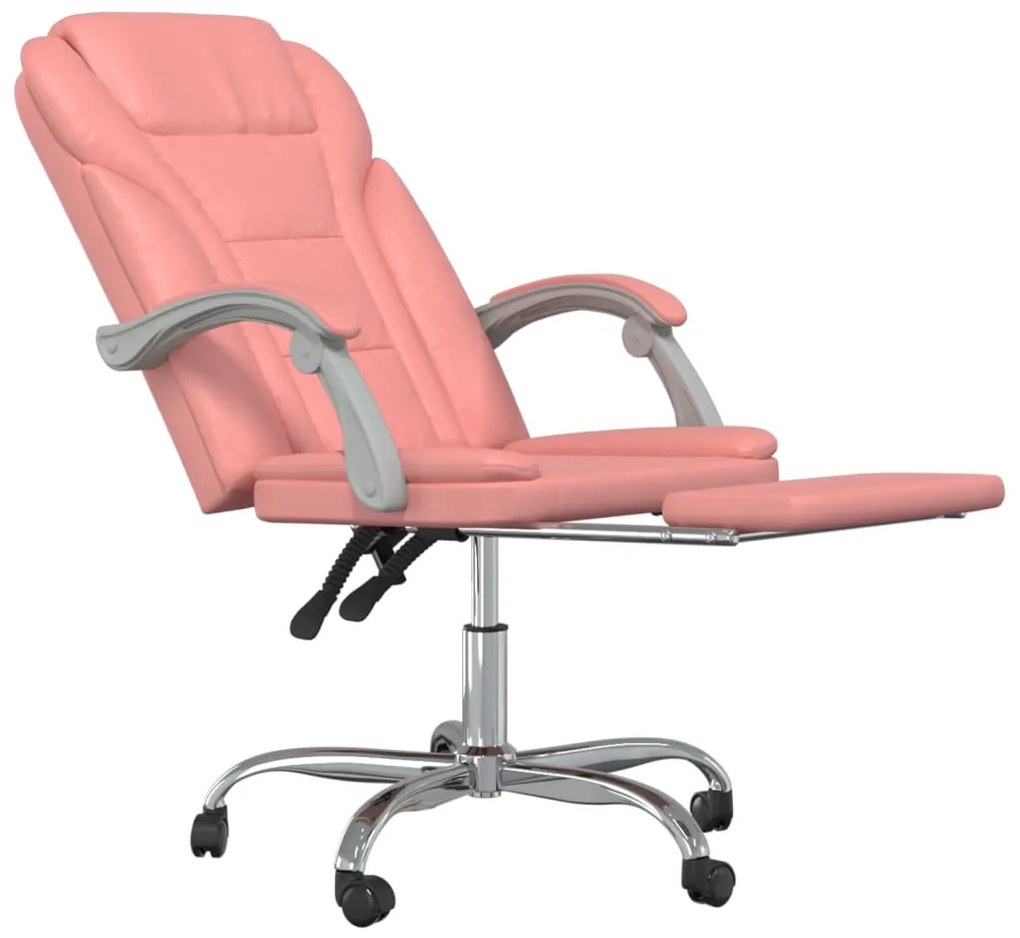 Cadeira de escritório reclinável couro artificial rosa