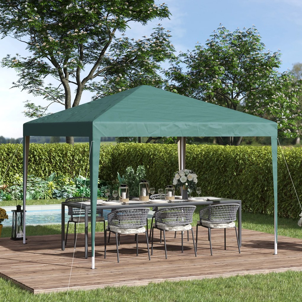 Tenda Dobrável 2,95x2,95 cm com Bolsa de Transporte Altura Ajustável Anti-UV e Impermeável para Terraço Pátio Verde