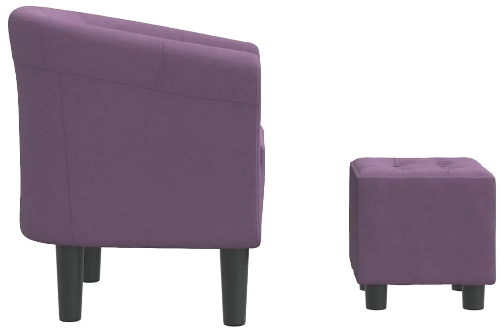 Poltrona com apoio de pés tecido roxo