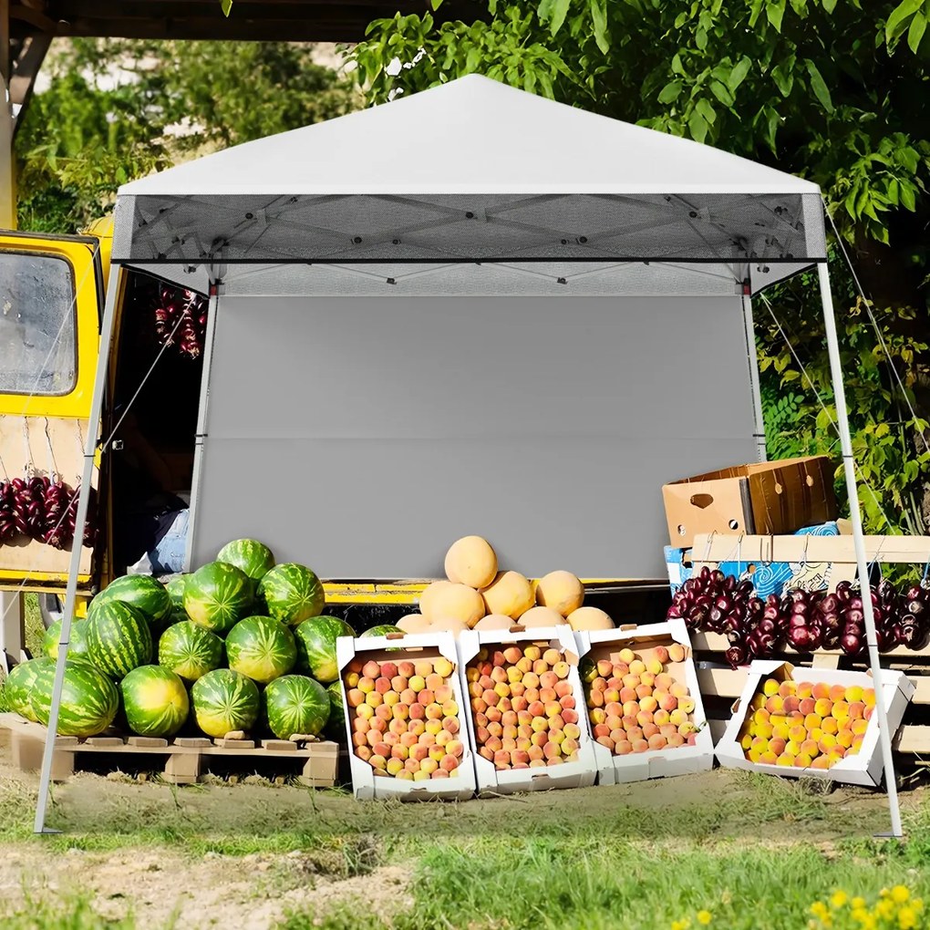 Tenda dobrável Pop UP 182 x 182 cm com 1 parede lateral Jardim, Feiras, Eventos com Saco Branco