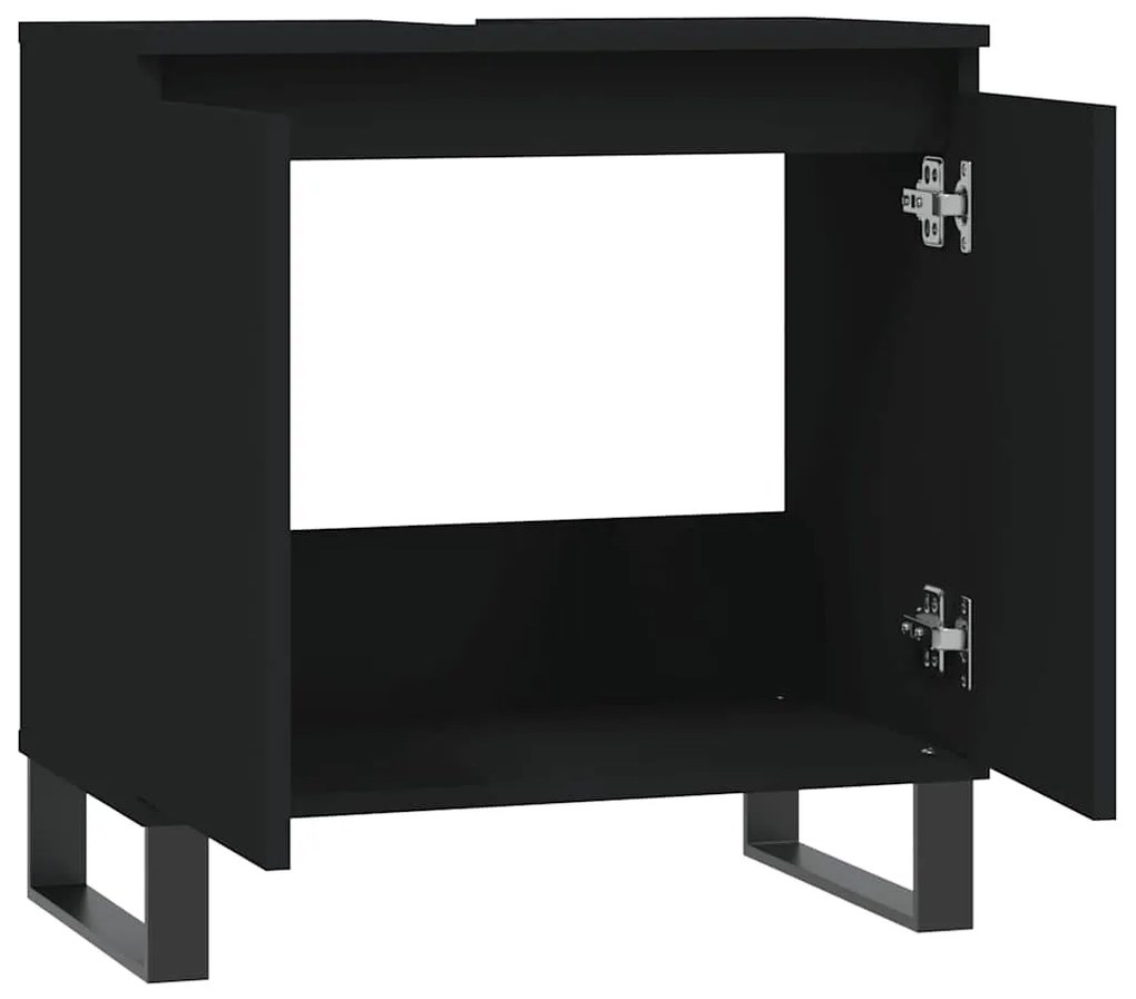 Armário de casa de banho 58x33x60 cm derivados de madeira preto