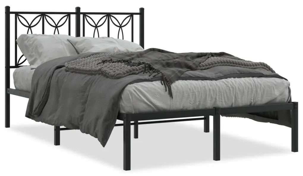 Estrutura de cama com cabeceira 120x200 cm metal preto