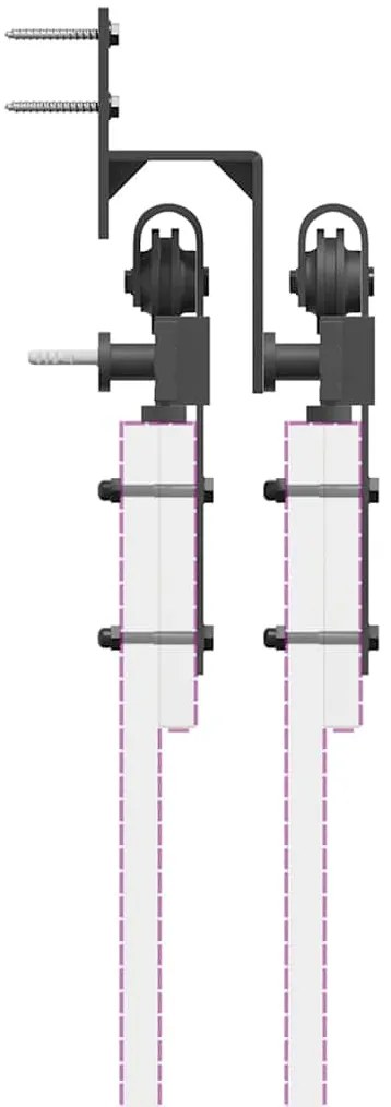 Kit de ferragens para porta deslizante 427 cm aço preto