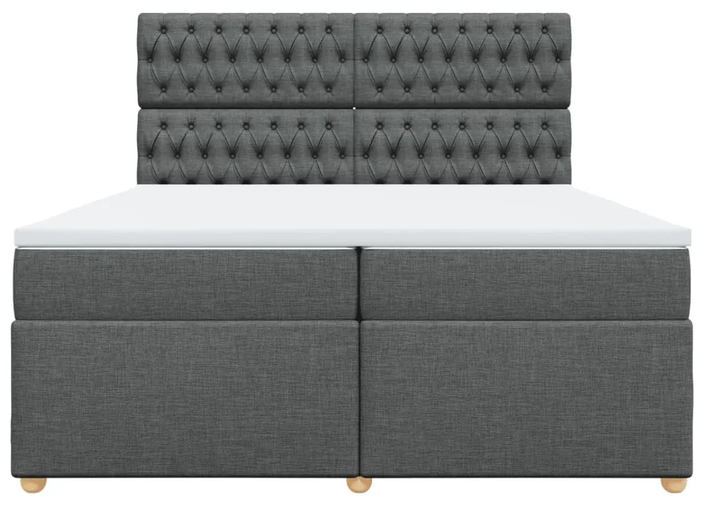 Cama com molas/colchão 200x200 cm tecido cinzento-escuro