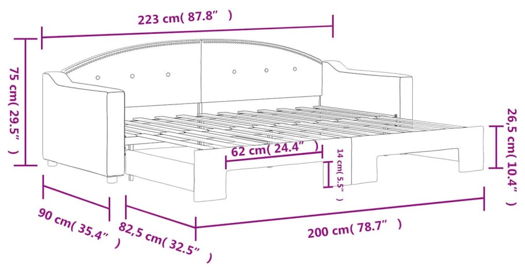 Sofá-cama com gavetão 80x200 cm tecido cinzento-claro