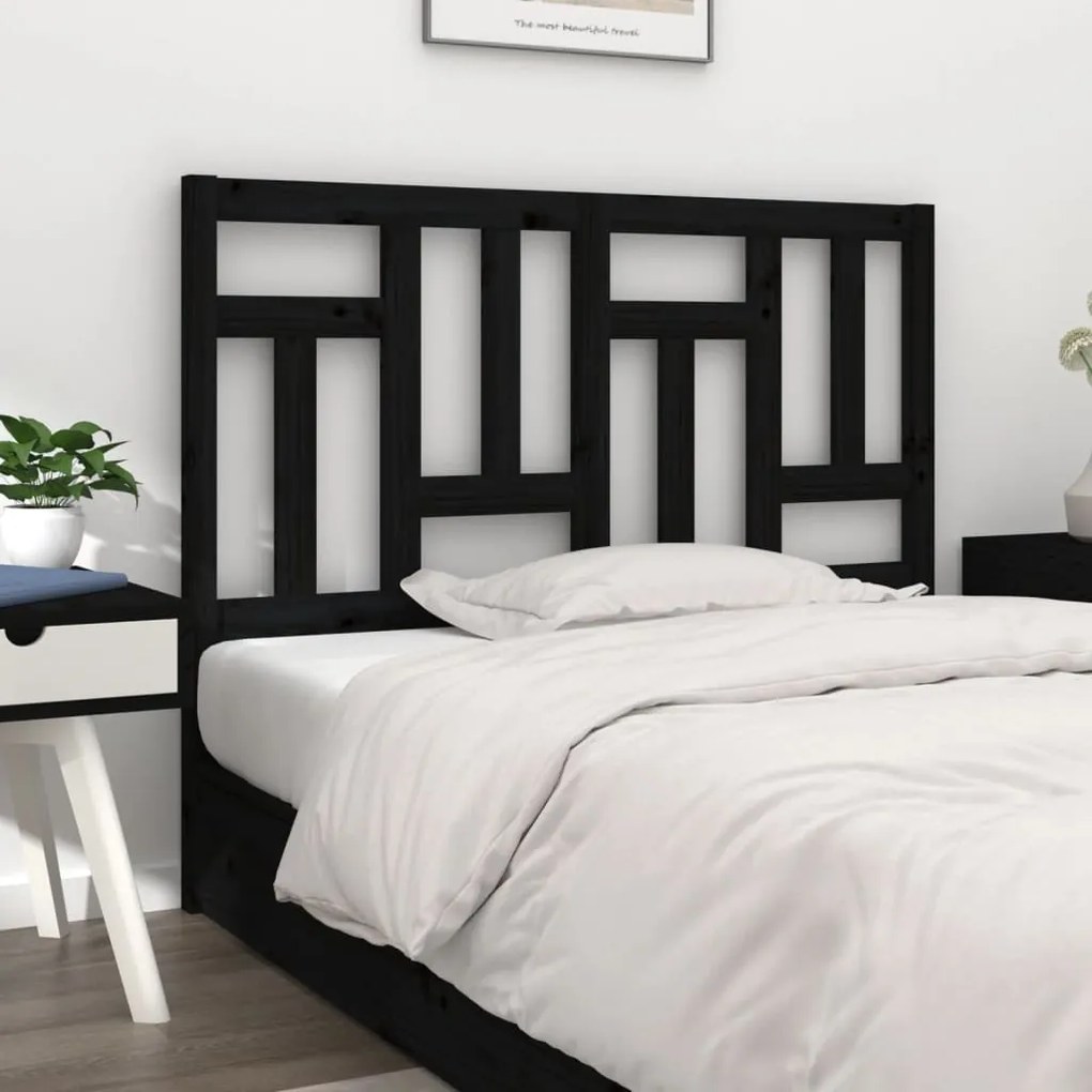 vidaXL Cabeceira de cama 145,5x4x100 cm pinho maciço preto