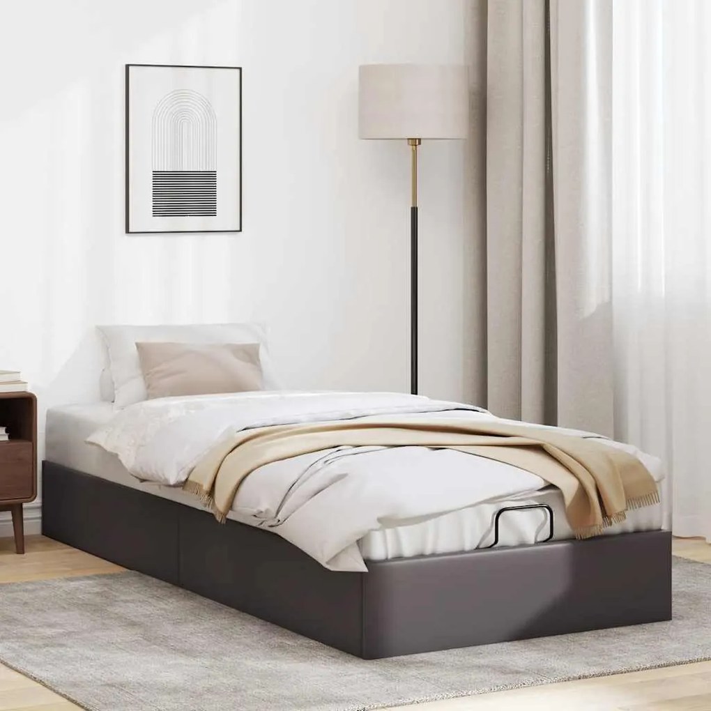 Estrutura de cama otomana sem colchão 100x200 cm cinzento