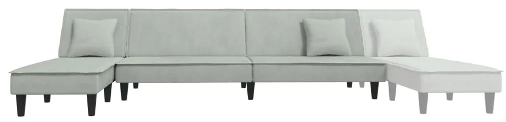 Sofá-cama em forma de L 255x140x70 cm veludo cinzento-claro