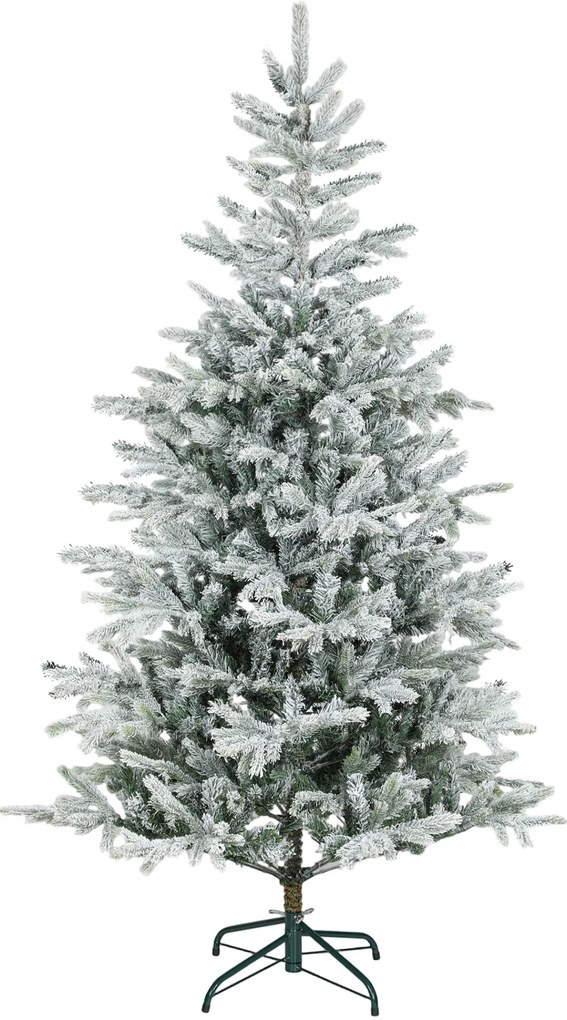 HOMCOM Árvore de Natal Artificial 180 cm Árvore de Natal Nevada Abeto Artificial com 1207 Ramos Base Dobrável e Fácil de Montar Decoração para Casa Escritório Festas Verde