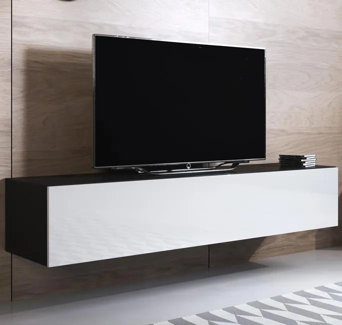 Móvel de TV de Parede Suspenso Lukes – Preto e Branco – 160x40x30 cm –