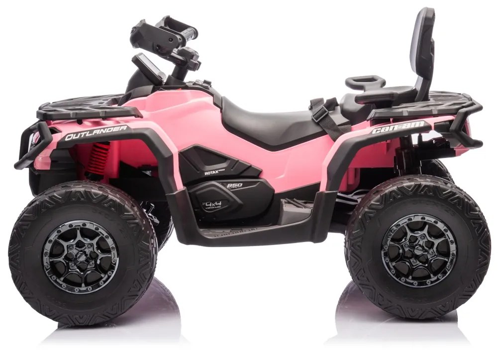 Moto 4 elétrica para crianças 12V Can Am Outlander 4x4 com controlo remoto, rodas Espuma EVA, assento couro Carga até 50Kg Rosa