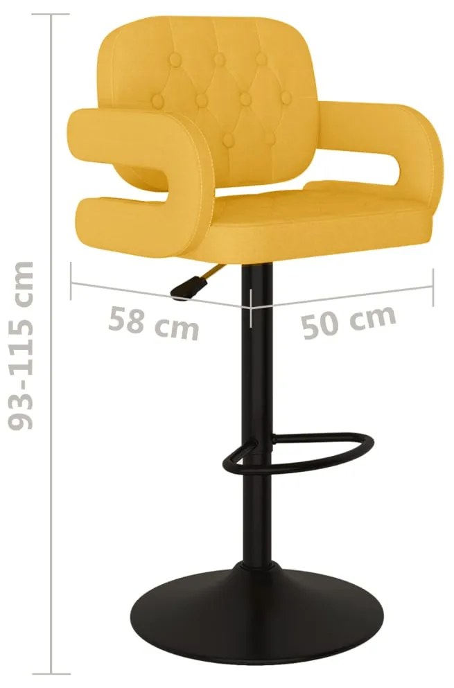 Bancos de bar 2 pcs tecido amarelo mostarda