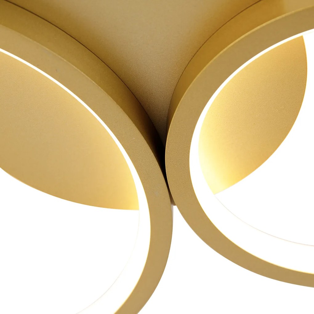 Candeeiro de teto dourado com LED 3 níveis de dimmer 4 luzes - Lupolo Moderno